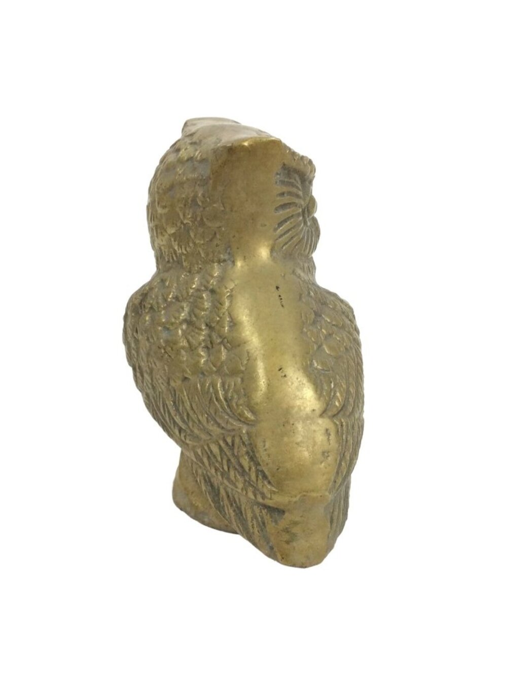 Vintage Brass Owl On Log Figurine Patina 3.5 inch Cast Metal Decorative Accent - Picture 4 of 5